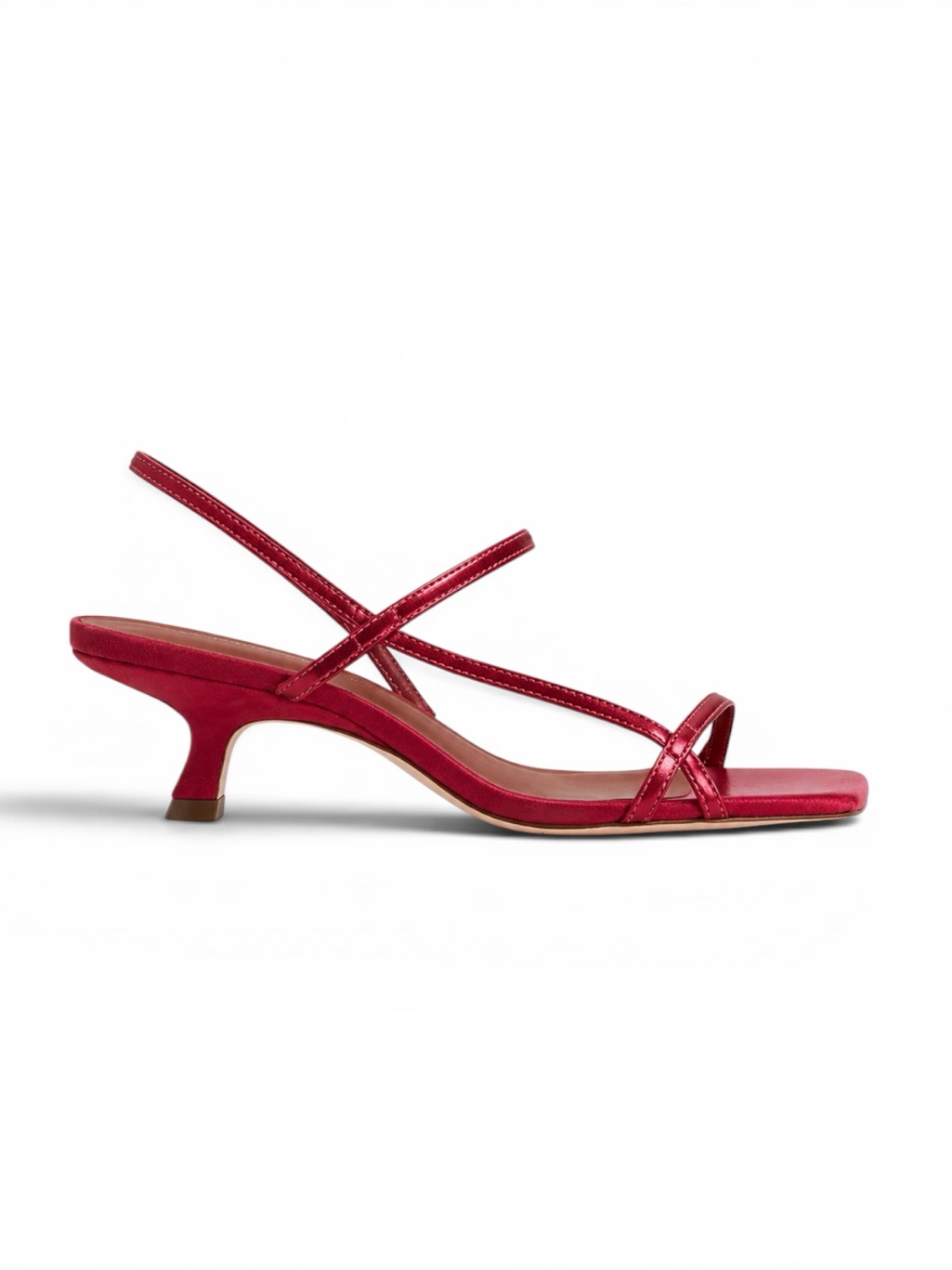 Reformation Serenity Kitten Heel Strappy Sandals Red Leather Size 9.5
